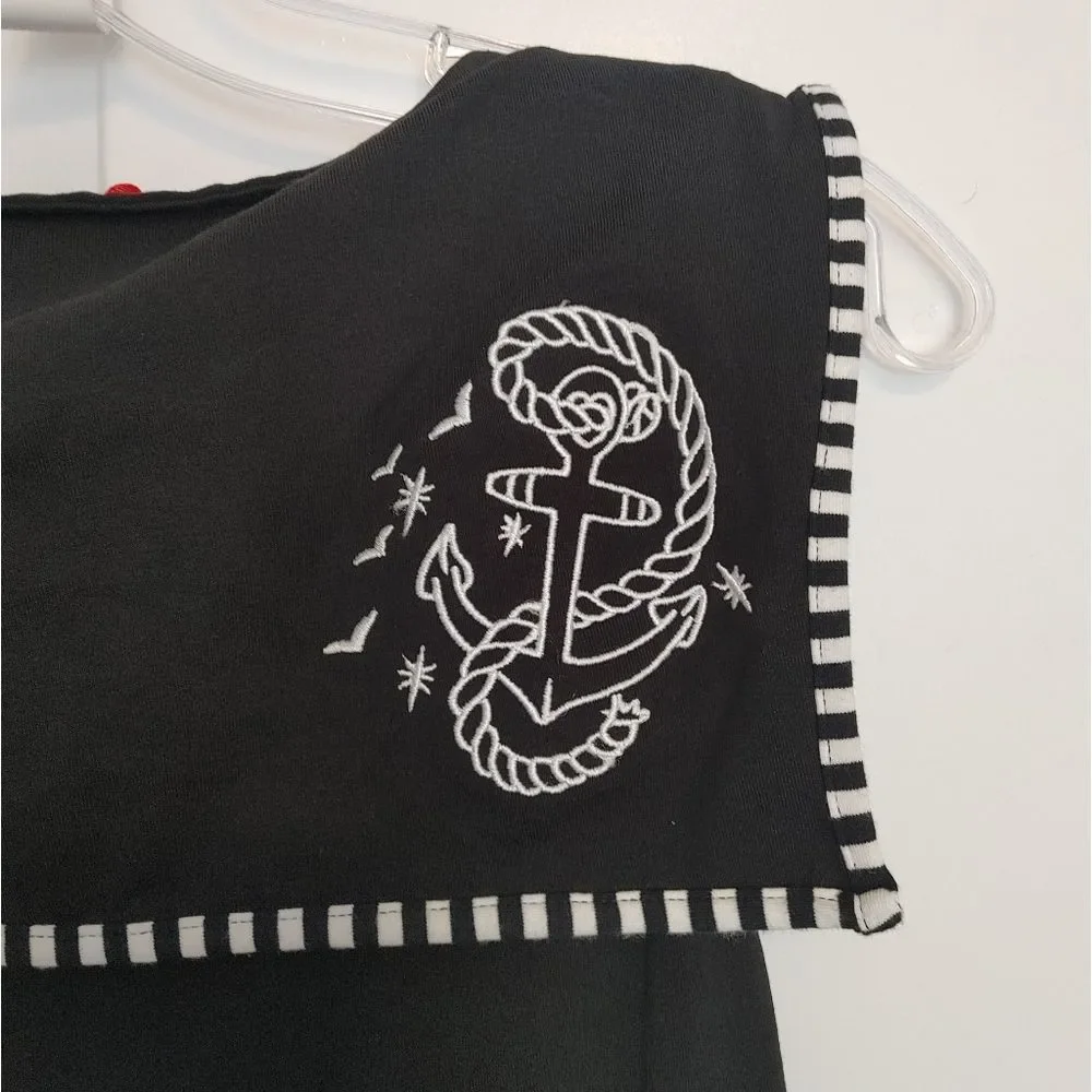 NEW Hell Bunny Medium Nautical Collared Dress - Picture 8 of 8